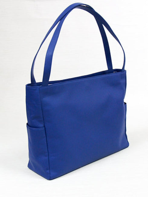 牛革ストライプトートバッグ(ブルー)