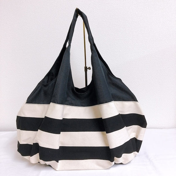 ボーダーバルーンバッグ(ブラック)