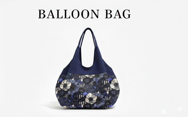 Border balloon bag (navy)