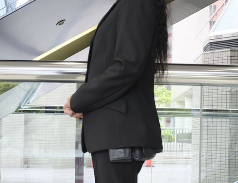 牛革ボディ&ヒップバッグ (シルバー)