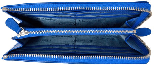 牛革ストライプ長財布(ブルー)