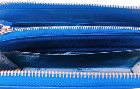 牛革ストライプ長財布(ブルー)