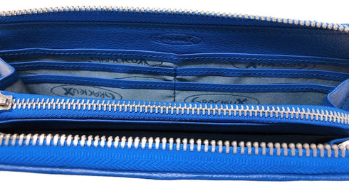 牛革ストライプ長財布(ブルー)