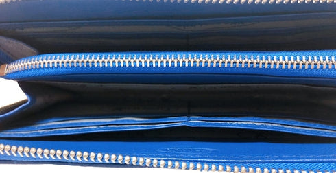 牛革ストライプ長財布(ブルー)