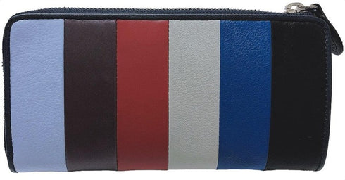 牛革ストライプ長財布(ネイビー)