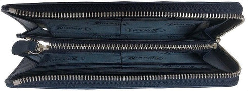 牛革ストライプ長財布(ネイビー)