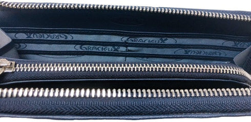 牛革ストライプ長財布(ネイビー)