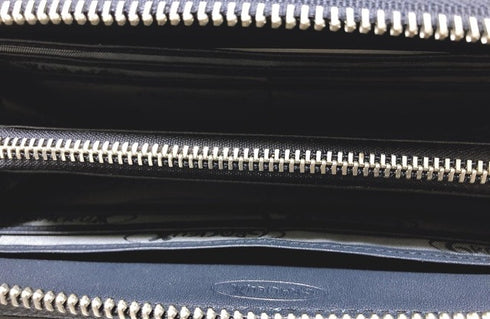 牛革ストライプ長財布(ネイビー)