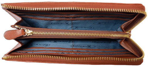 牛革ストライプ長財布(キャメル)