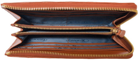 牛革ストライプ長財布(キャメル)