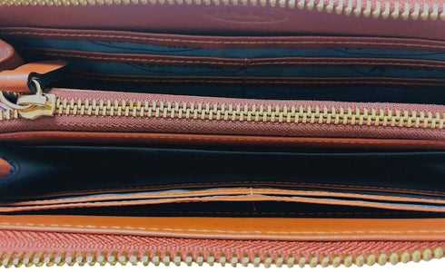 牛革ストライプ長財布(キャメル)