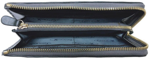 牛革ストライプ長財布(カーキ)