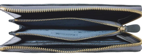 牛革ストライプ長財布(カーキ)