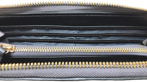 牛革ストライプ長財布(カーキ)