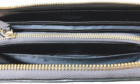 牛革ストライプ長財布(カーキ)