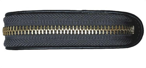 牛革ストライプ長財布(カーキ)