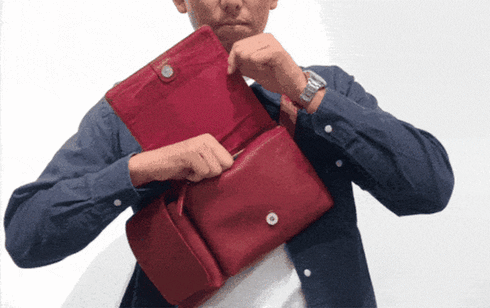 牛革ボディ&ヒップバッグ (ブラック)