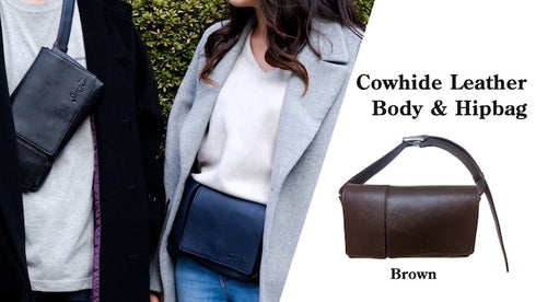 牛革ボディ&ヒップバッグ (ブラウン)
