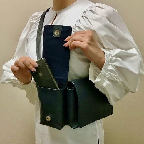 牛革ボディ&ヒップバッグ (ゴールド)