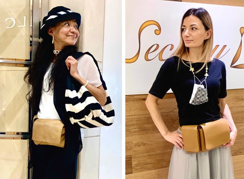 牛革ボディ&ヒップバッグ (ゴールド)