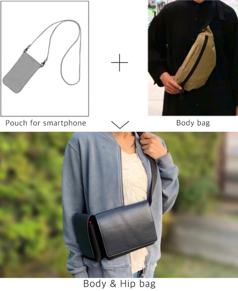 牛革ボディ&ヒップバッグ (ゴールド)