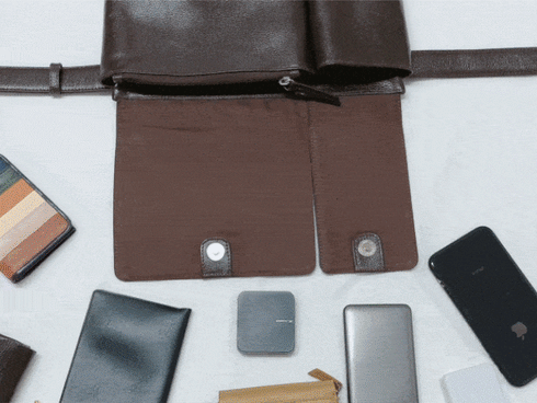 牛革ボディ&ヒップバッグ (ブルー)