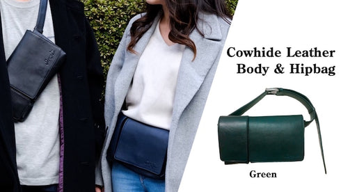 牛革ボディ&ヒップバッグ (グリーン)