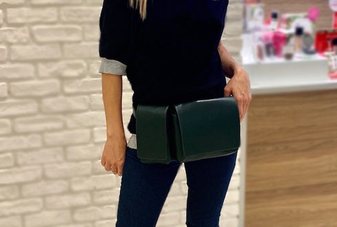 牛革ボディ&ヒップバッグ (グリーン)