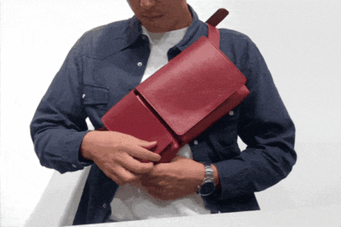 牛革ボディ&ヒップバッグ (グリーン)