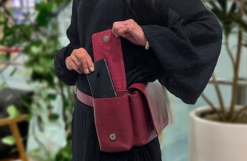 牛革ボディ&ヒップバッグ (グリーン)