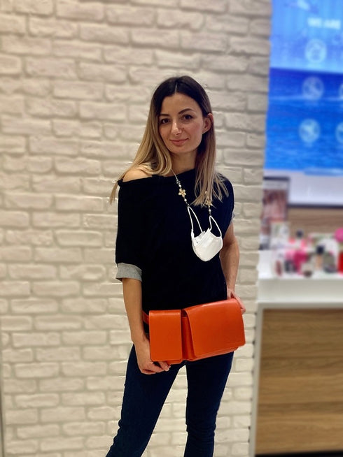 牛革ボディ&ヒップバッグ (オレンジ)