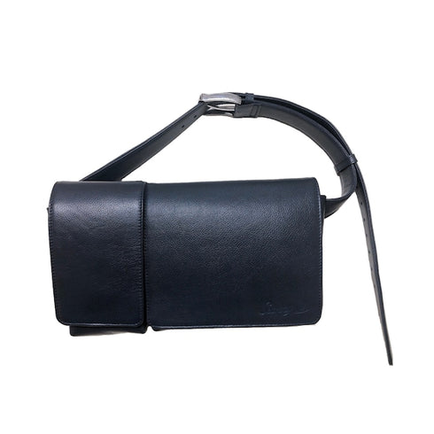 牛革ボディ&ヒップバッグ (ネイビー)