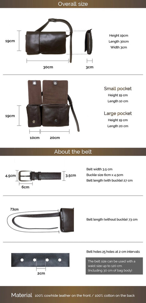 牛革ボディ&ヒップバッグ (ネイビー)