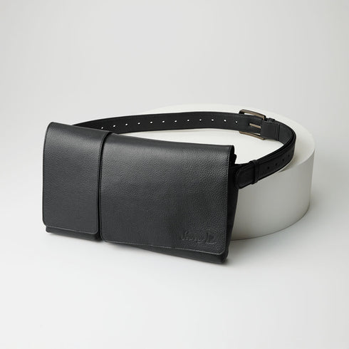 牛革ボディ&ヒップバッグ (ブラック)