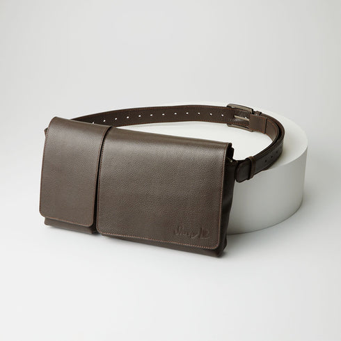 牛革ボディ&ヒップバッグ (ブラウン)