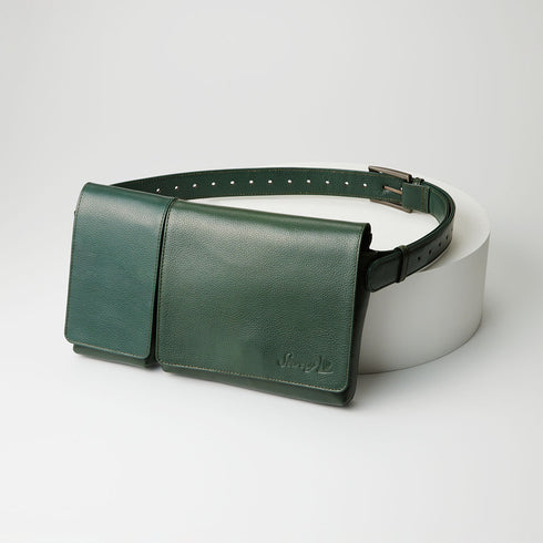 牛革ボディ&ヒップバッグ (グリーン)