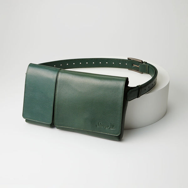 牛革ボディ&ヒップバッグ (グリーン)