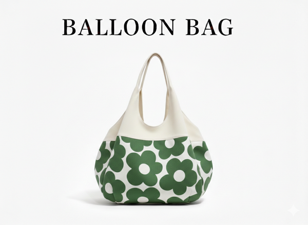 Dot Balloon Bag (Navy x White Dots)