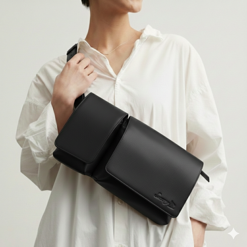 Body & Hüfttasche aus Rindsleder (orange)