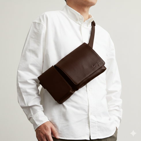 Cowhide body and hip bag (orange)