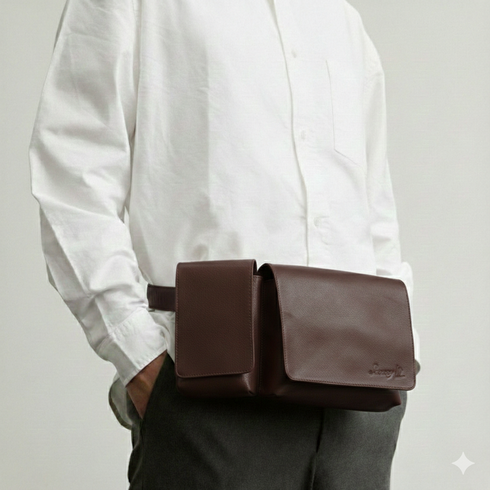 Cowhide body and hip bag (orange)