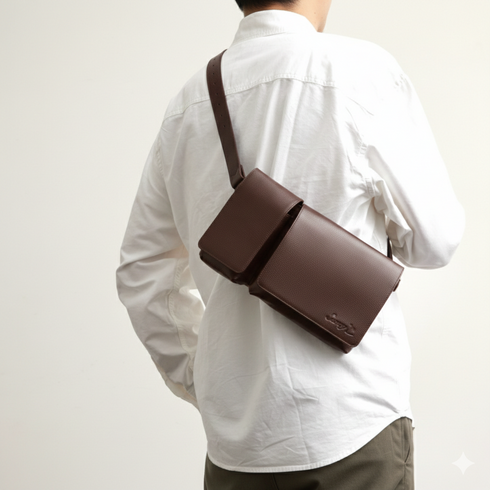 Cowhide body and hip bag (orange)