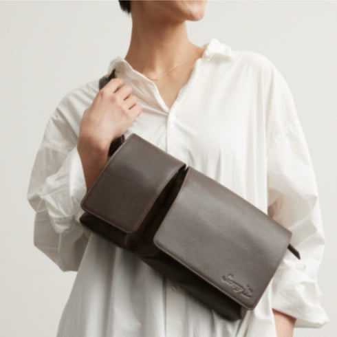 Cowhide body and hip bag (orange)