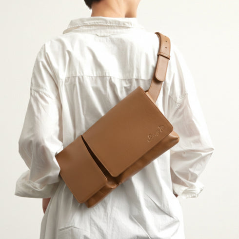 Body & Hüfttasche aus Rindsleder (orange)