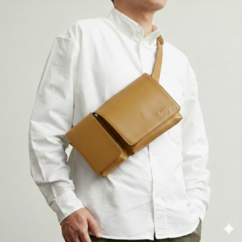 Body & Hüfttasche aus Rindsleder (orange)