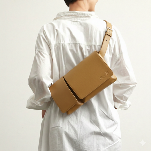 Cowhide body and hip bag (orange)