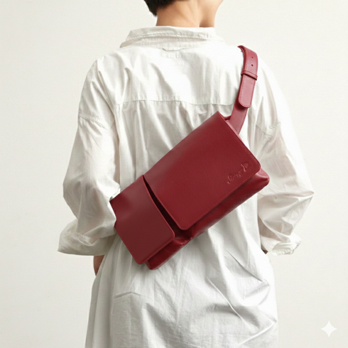 Body & Hüfttasche aus Rindsleder (orange)