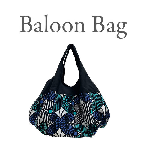 バタフライプリント バルーンバッグ(ブラック×ブルー)