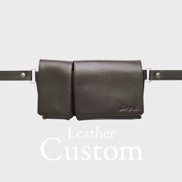 カスタム 牛革ボディ&ヒップバッグ(ブラウン)