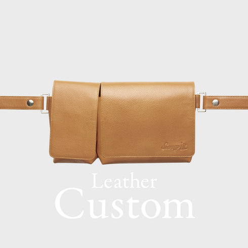 カスタム 牛革ボディ&ヒップバッグ(キャメル)